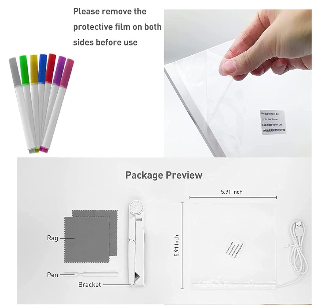 3D LED Light Glass Acrylic Writing Pad