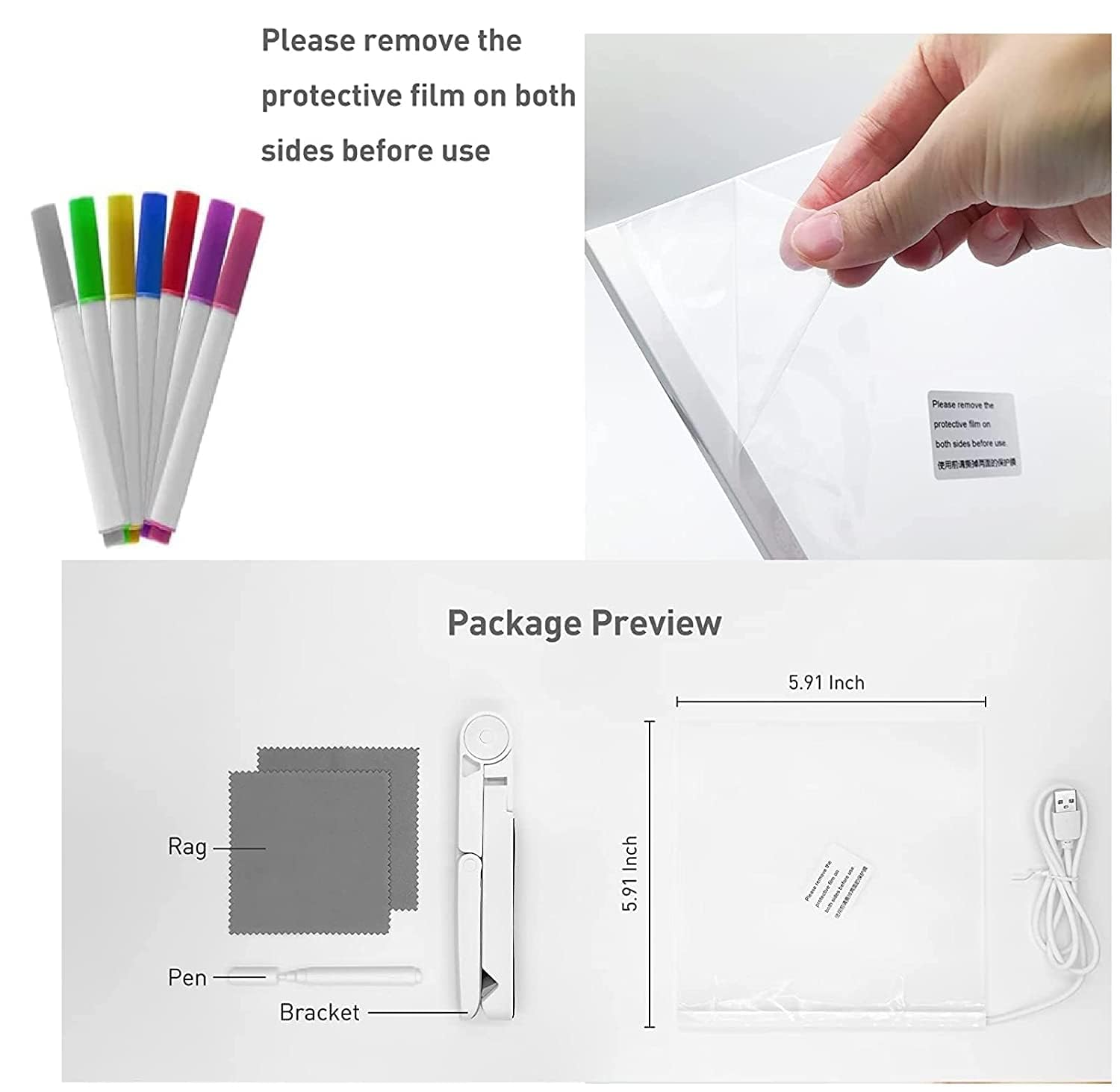 3D LED Light Glass Acrylic Writing Pad