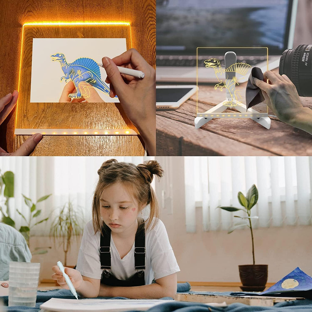 3D LED Light Glass Acrylic Writing Pad
