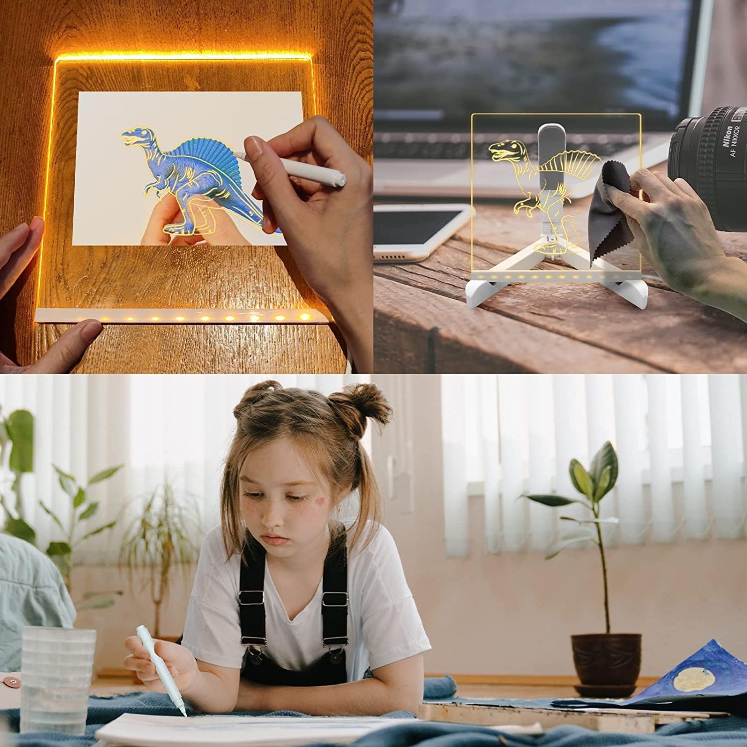3D LED Light Glass Acrylic Writing Pad